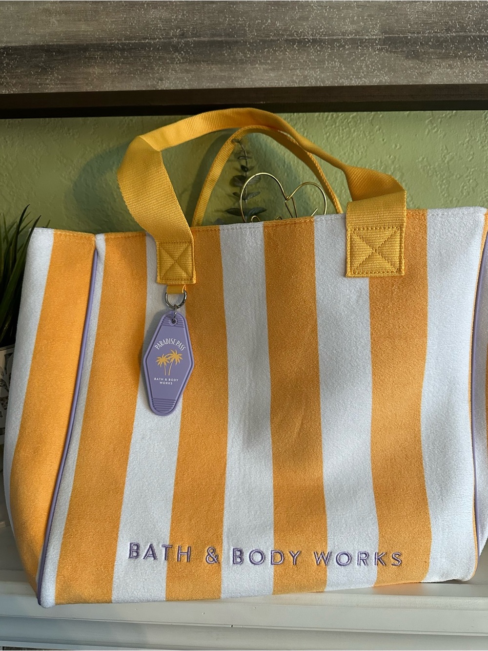 Bath & Body Works Yellow Stripe Beach Tote